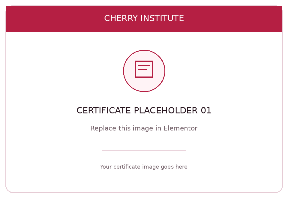 Certificate image placeholder — replace in Elementor