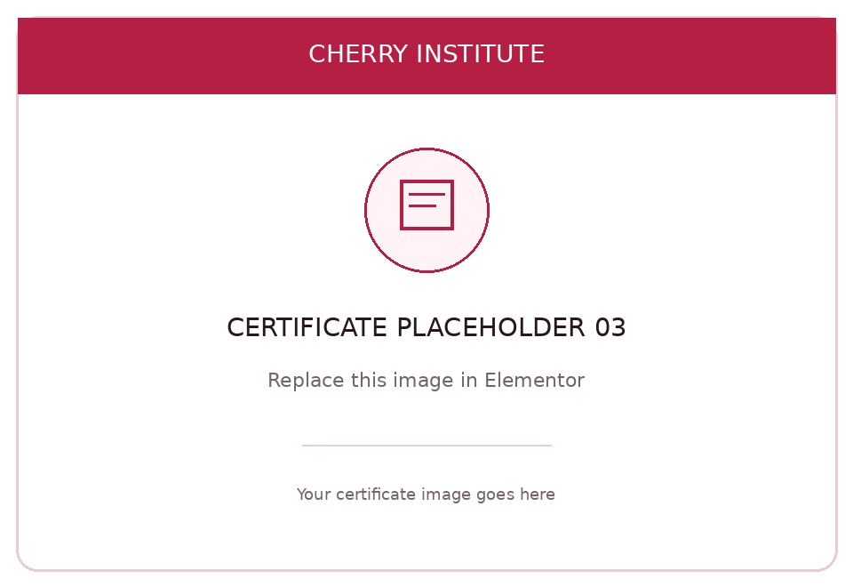 Certificate image placeholder — replace in Elementor